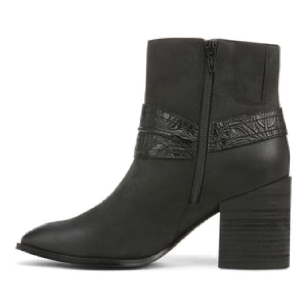Vionic Black Leather Ankle Boot with Decorative Strap - Picture 4 of 14